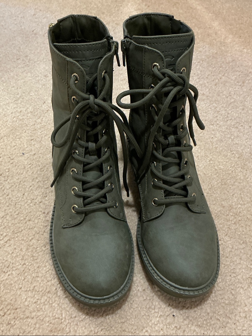 GBG Los Angeles Olive Lace-Up Combat Boots